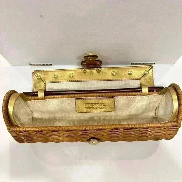 Michael Kors Santorini Gold Wicker Clutch - Picture 10 of 15